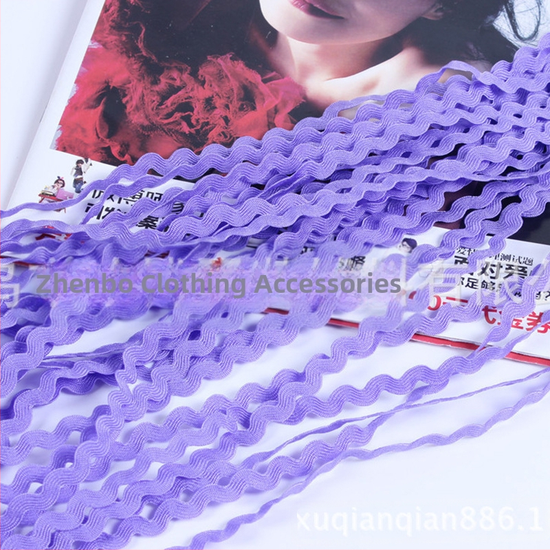 Polyesterová krajka pás pre odevy, S-tvarovaný vzor vodných vĺn, zakrivený okraj, Jumbo značka