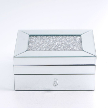 Κρυστάλλινο γυάλινο κουτί κοσμημάτων με γεωμετρικό πάνελ προβολής, αποθήκευση ρολογιών, επίστρωση με ένθεση, προσαρμόσιμο