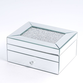 Κρυστάλλινο γυάλινο κουτί κοσμημάτων με γεωμετρικό πάνελ προβολής, αποθήκευση ρολογιών, επίστρωση με ένθεση, προσαρμόσιμο