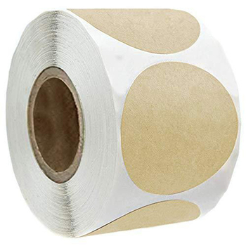 Kör alakú kraftpapír öntapadó címke, színes nyomtatás, forró olvadó ragasztó, 65°C hőállóság