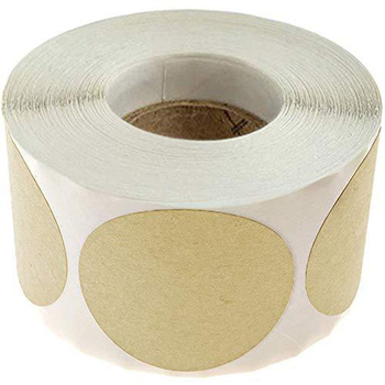 Kör alakú kraftpapír öntapadó címke, színes nyomtatás, forró olvadó ragasztó, 65°C hőállóság