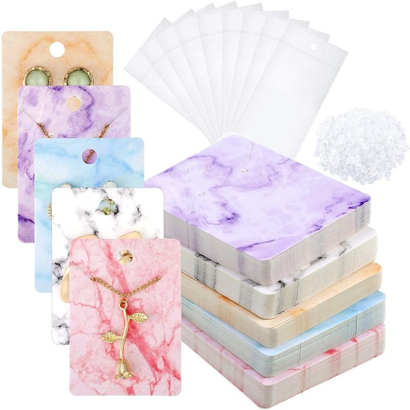 Комплект дисплей карти за обици и колиета, 900 бр, крафт хартия, екологично обработени, Shenzhen