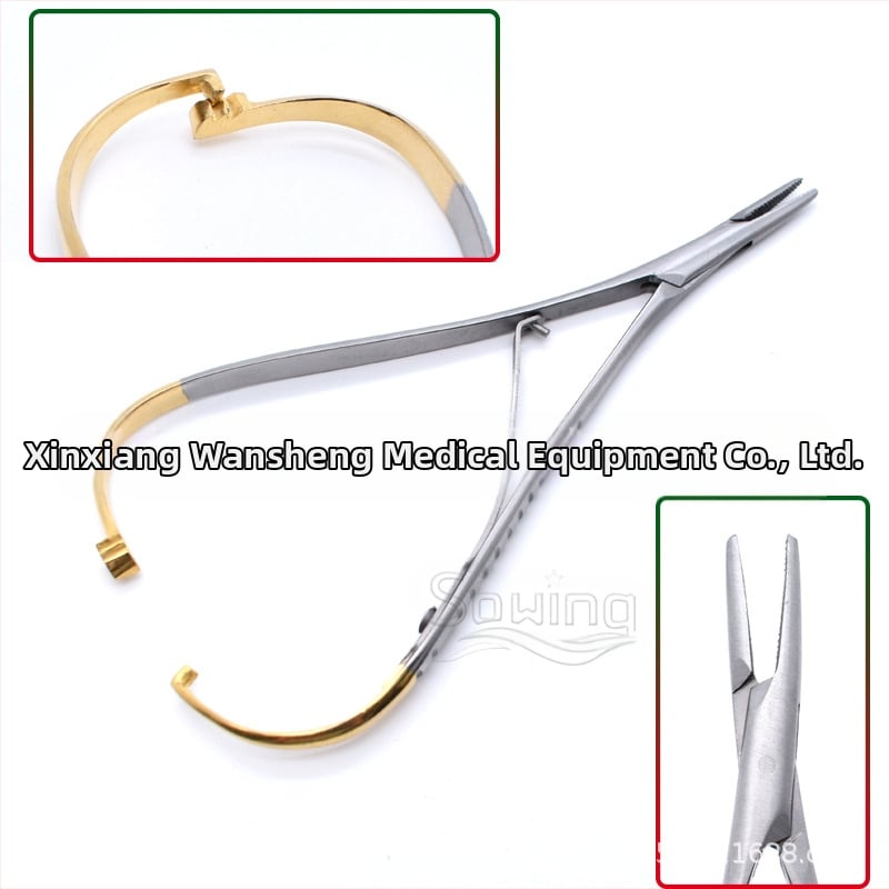 Prindător de ace dentar, tip end, oțel inoxidabil, pentru adulți, set de 100 buc.