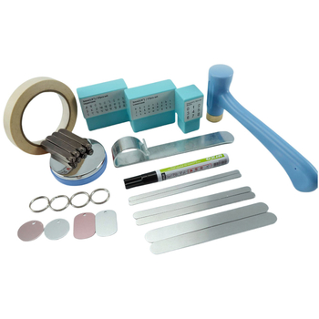 Инструменти за изработване на бижута – комплект метални печати за букви, инструмент за огъване на гривни, алуминиева лента (Материал: Метал; Персонализиране: Да; Сезон: Лято 2024)