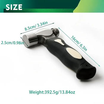 Чук с гумена дръжка и кръгла глава за дърводелство и DIY