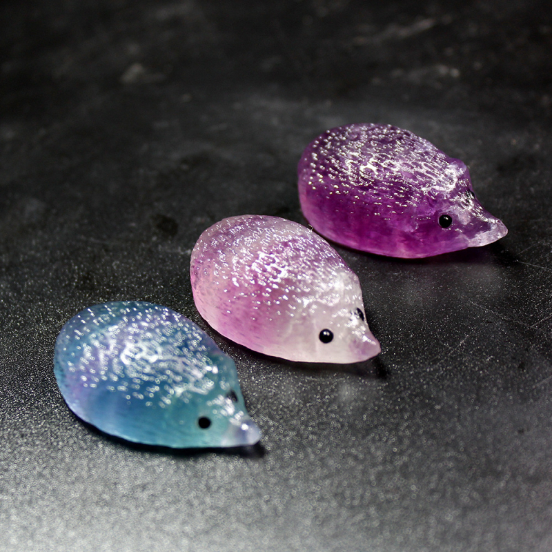 Runyangshi natūralus gem fluoritas – ežiukas, rankomis išdrožta krištolo dekoracija, gyvūnų skulptūra