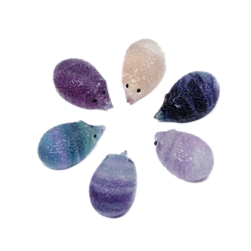 Runyangshi natūralus gem fluoritas – ežiukas, rankomis išdrožta krištolo dekoracija, gyvūnų skulptūra