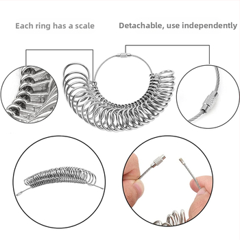 CNSTZBC 8-частен комплект инструмент за измерване на размери на пръстени от алуминий за DIY бижута