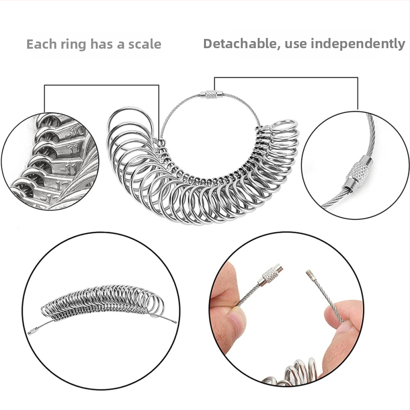 CNSTZBC 8-частен комплект инструмент за измерване на размери на пръстени от алуминий за DIY бижута