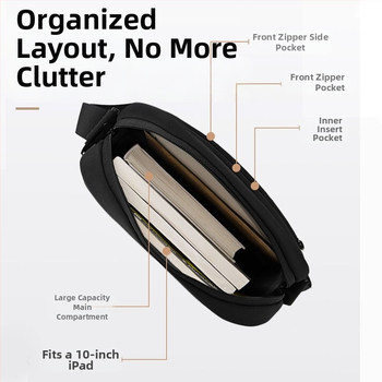 Férfi váll-táska, Oxford anyagból, vízálló és kopásálló, poliészter bélés, üzleti utazásokhoz