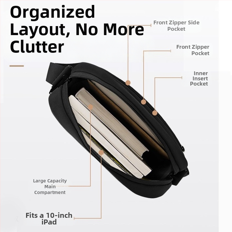 Férfi váll-táska, Oxford anyagból, vízálló és kopásálló, poliészter bélés, üzleti utazásokhoz