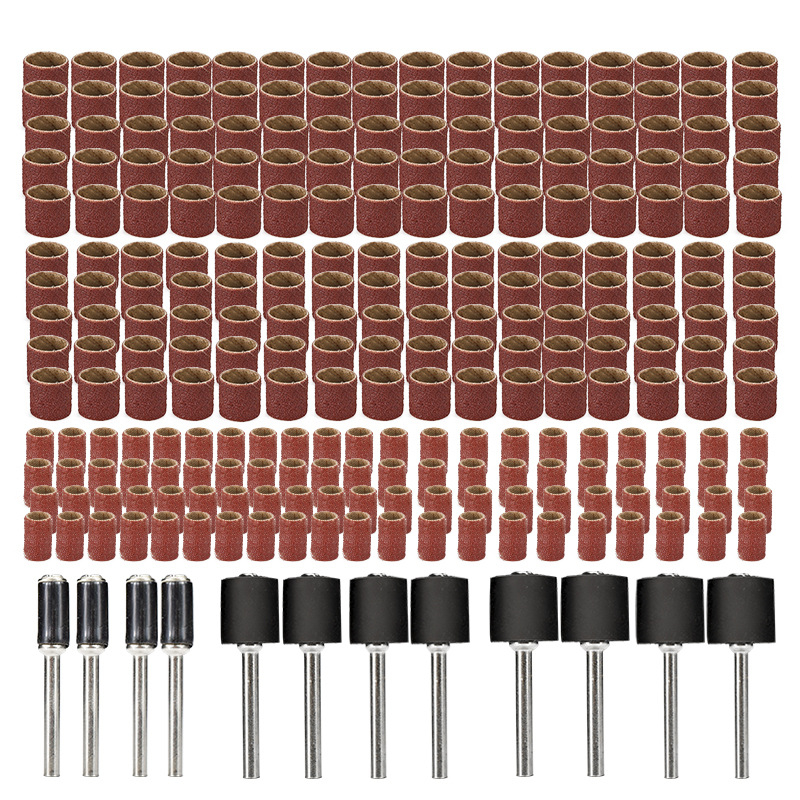 Elektriskais slīpēšanas galvas komplekts, 252 gab., cilindriskā slīpēšanas galva, 80 graudu smilšpapīra riņķi meistarībai