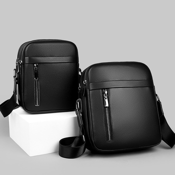 Férfi bőrtáska vállon, nagy kapacitású (első réteg tehénbőrből; 2024 nyári kiadás; mindennapi használatra)