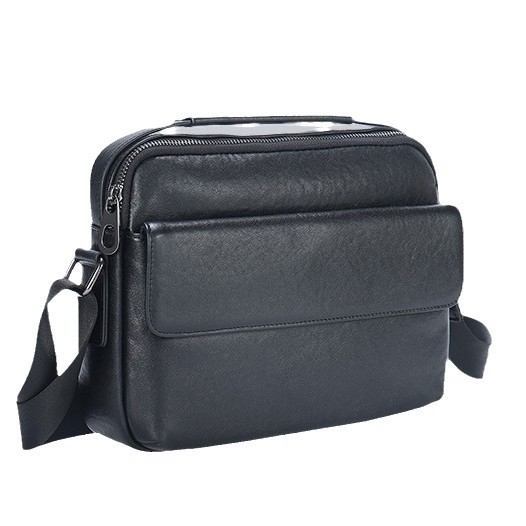 Férfi válltáska természetes bőrből, városi minimalista stílus, első réteg marhabőr, belső poliészter-pamut bélés