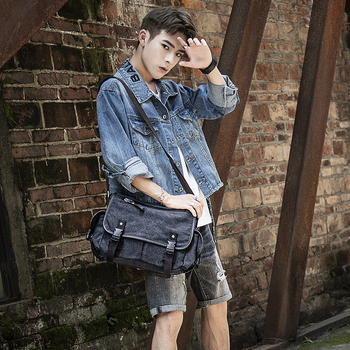 Férfi vászon válltáska, utcai stílus, modell 9849, polieszter bélés