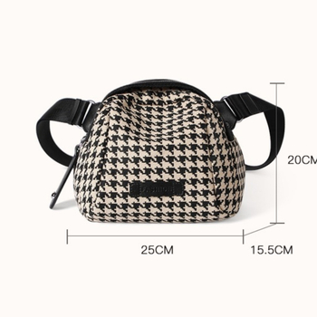 Vászon crossbody táska - városi egyszerű stílus, ovális forma, cipzáras nyitás, belső cipzáras zseb