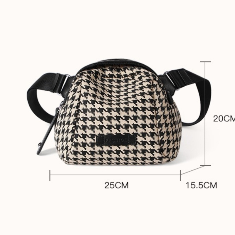 Vászon crossbody táska - városi egyszerű stílus, ovális forma, cipzáras nyitás, belső cipzáras zseb