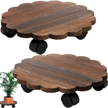 Fából készült kör alakú mobil tálca alap kerékkel – padlóra használható, tálca/támasz, modern egyszerű stílus