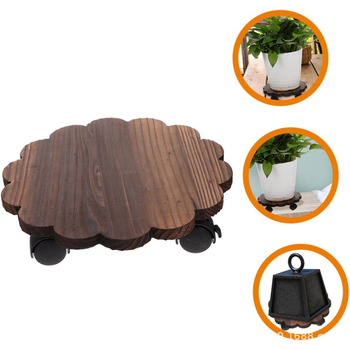 Ξύλινη κυκλική κινητή βάση γλάστρας με ρόδες – δίσκος/στήριγμα, για δάπεδο, μοντέρνο απλό στυλ
