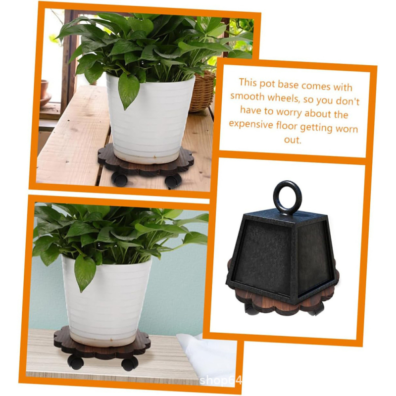 Fából készült kör alakú mobil tálca alap kerékkel – padlóra használható, tálca/támasz, modern egyszerű stílus