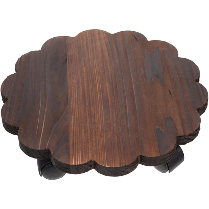 Fából készült kör alakú mobil tálca alap kerékkel – padlóra használható, tálca/támasz, modern egyszerű stílus