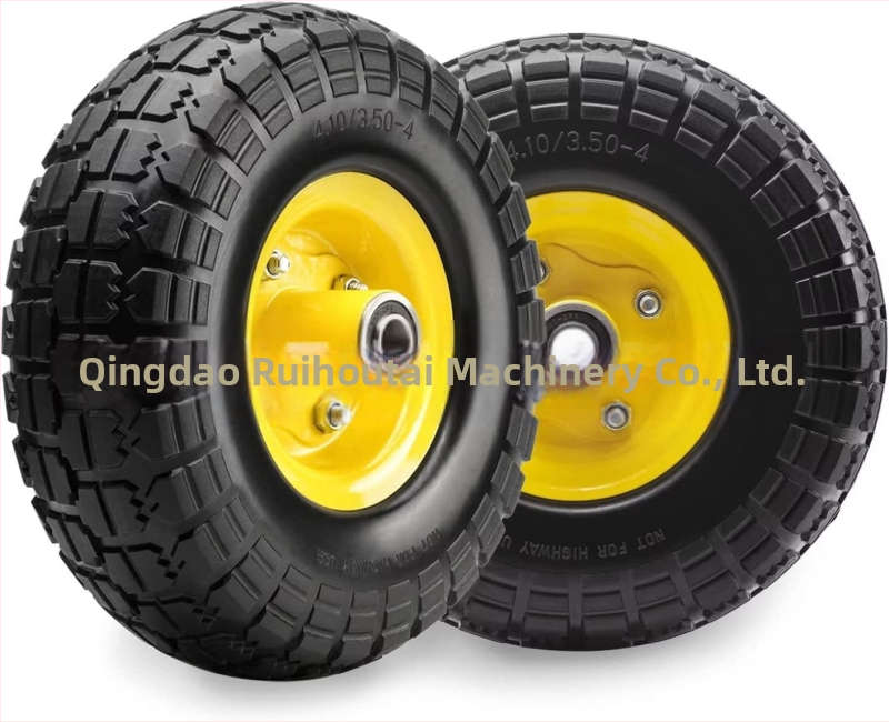 Солидно колело за складова количка – PU пено колело, метални спици, вътрешна камера, максимално натоварване 265 кг, максимално налягане 200 psi, лагер по поръчка