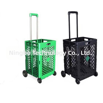 DEAOTEK αναδιπλούμενο καρότσι αγορών τετράτροχο, φορητό πλαστικό αποθηκευτικό καρότσι — μοντέλο DA-S32; υλικό PP; μέγιστο φορτίο 35 kg