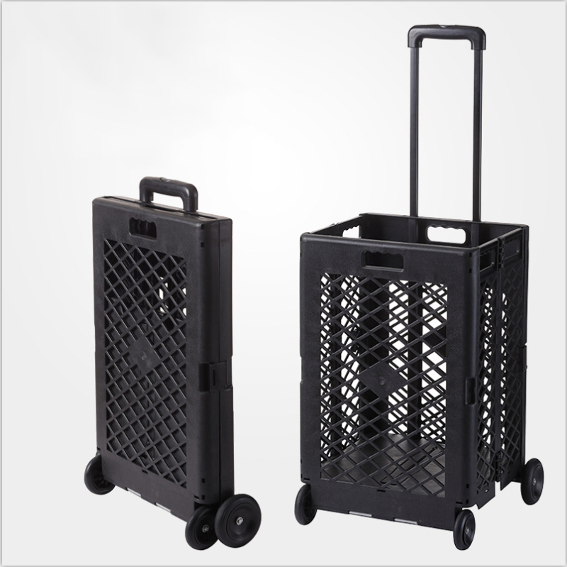 DEAO DA-S32 sulankstomas pirkinių vežimėlis, PP konstrukcija, 35 kg apkrova, tinkamas maisto prekėms