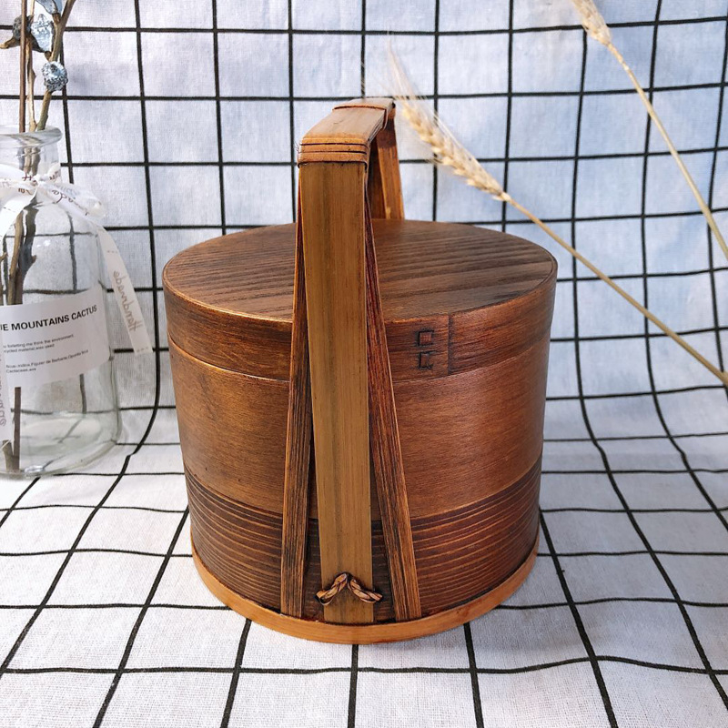 Dvoslojna drvena kutija za obrok s japanskim lakiranim završetkom, kapacitet 501–800 ml, višekratna upotreba, nije mikrovalna sigurna, moguć ispis logotipa