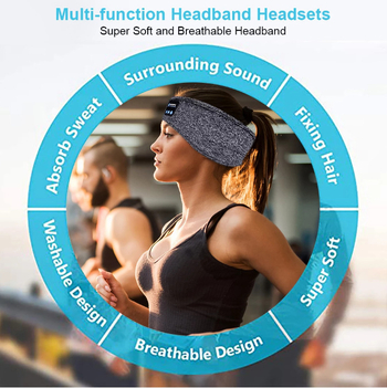 Bluetooth спортна лента за глава с безжични 3D стерео слушалки за бягане, фитнес и каране