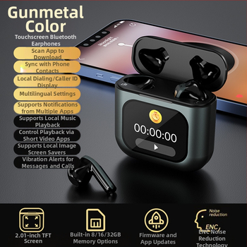 TWS bezvadu sporta austiņas ar skārienvadību, trokšņu slāpēšana, 8 GB iebūvētā MP3 atmiņa, IPX5, Bluetooth 5.4