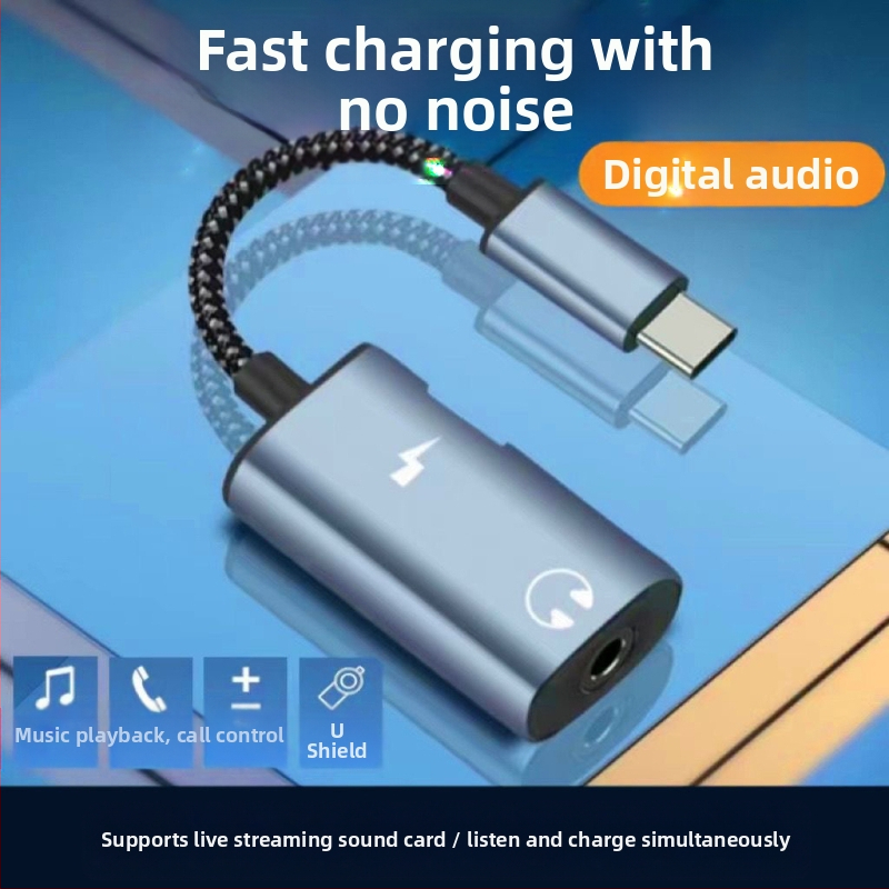 SALAMOER JS-39 Type-C ausinių adapterio kabelis Android įrenginiams su Type-C sąsaja, licencijuota privataus prekinio ženklo