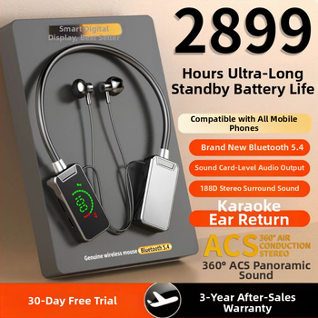 Шийни Bluetooth слушалки, IPX7 водоустойчиви, Bluetooth 5.4, обхват 10 м, време на работа 4–8 ч, стерео за обаждания и музика