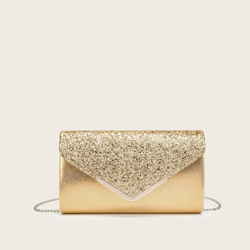 Вечерна чанта с капак, хоризонтално квадратна форма, полиестер, подплата синтетична кожа, вътрешно ID отделение