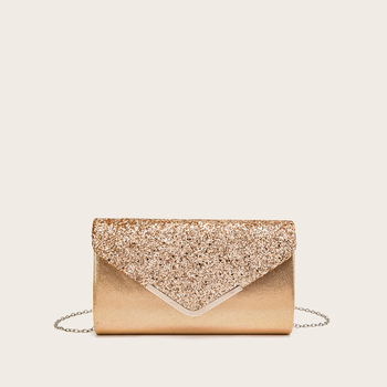 Вечерна чанта с капак, хоризонтално квадратна форма, полиестер, подплата синтетична кожа, вътрешно ID отделение