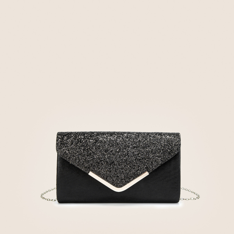 Вечерна чанта с капак, хоризонтално квадратна форма, полиестер, подплата синтетична кожа, вътрешно ID отделение