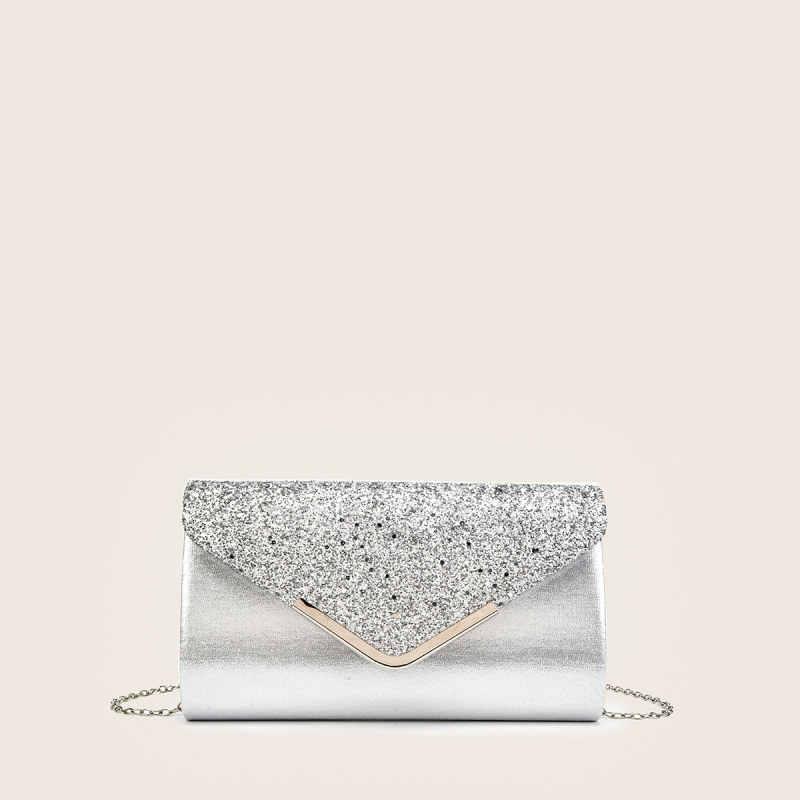 Вечерна чанта с капак, хоризонтално квадратна форма, полиестер, подплата синтетична кожа, вътрешно ID отделение