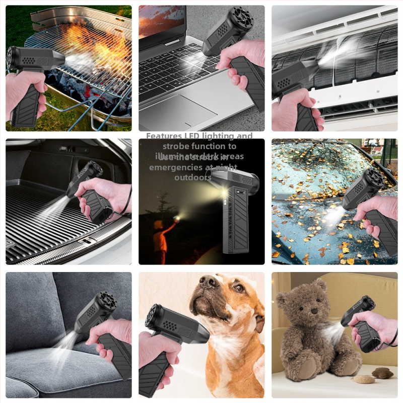 KD10 Ръчна турбо духалка за къмпинг – Безчетков DC мотор, 10W, 7.4V, 6 скорости на въздушен поток, защита от прегряване