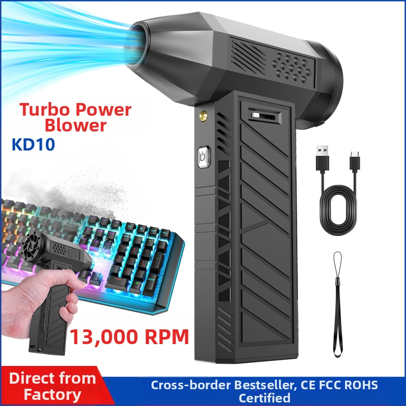 KD10 Rankinis Turbo pūstuvas Lauko naudojimui – Brushless DC variklis, 10W, 7.4V, 6 greičiai oro srautui, Perkaitimo apsauga