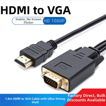 Καλώδιο HDMI προς VGA για υπολογιστή, μήκος 1,8 m, επιχρυσωμένες συνδέσεις, χαλκού αγωγοί, 1080p υποστήριξη