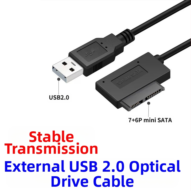 Кабел за външен оптичен привод на лаптоп USB 2.0, мини SATA към USB; Модел: 7-6-пинов SATA към USB адаптер; Пускане на пазара: 2025