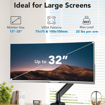 Мониторен държач с въртяща се механична ръка и функция за повдигане, алуминиева сплав, модел SH01-01, 2-годишна гаранция