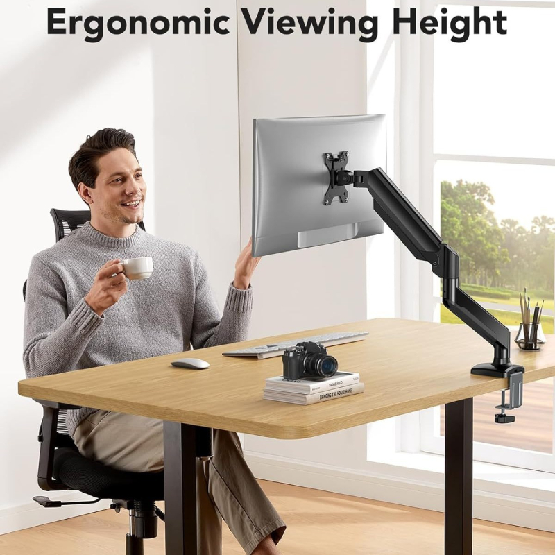 Мониторен държач с въртяща се механична ръка и функция за повдигане, алуминиева сплав, модел SH01-01, 2-годишна гаранция