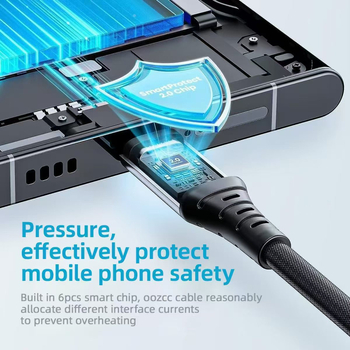 TYPE-C бързозаряден оплетен кабел, 120W, единичен край, Type-C интерфейс