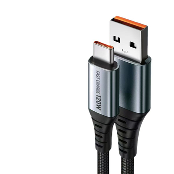 TYPE-C бързозаряден оплетен кабел, 120W, единичен край, Type-C интерфейс