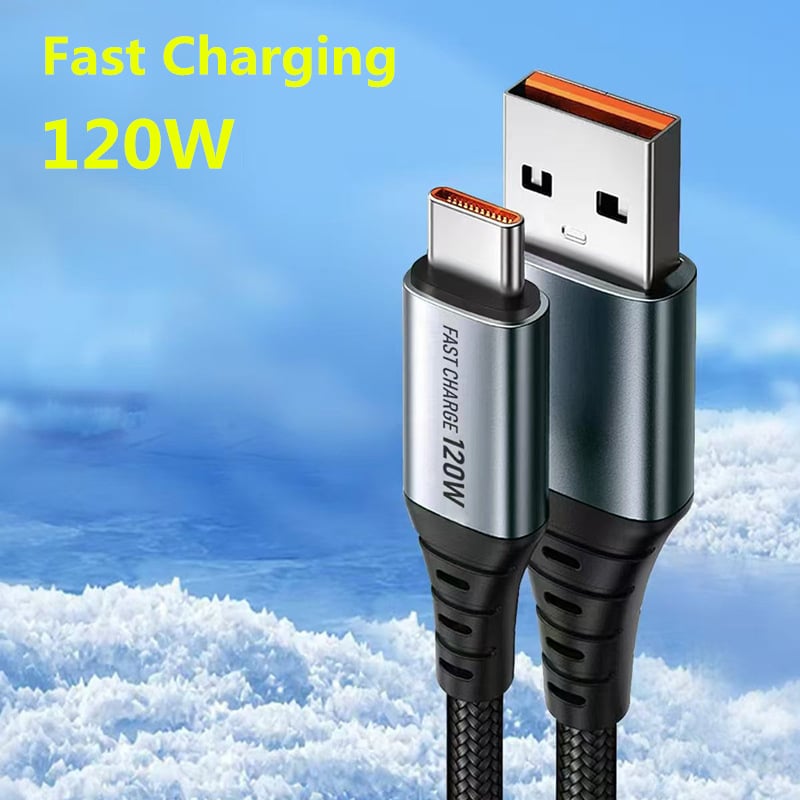 Καλώδιο Type-C με γρήγορη φόρτιση, πλεκτό, 120W, ένα άκρο, διεπαφή Type-C