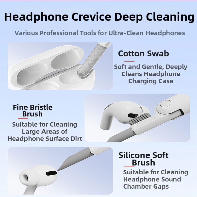 Компютърна четка за почистване – комплект Q6A за лаптопи, мобилни телефони и цифрови камери — ABS + спонж + влакнеста фланела