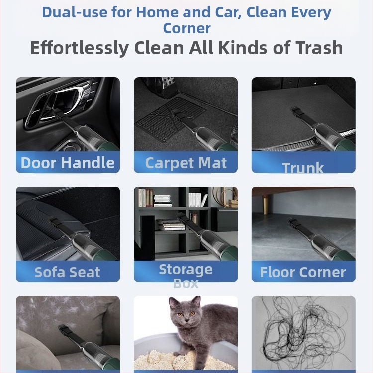 Безжичен вакуум за автомобил и дом, ръчен, 120W, с кутия за прах, двойно използване