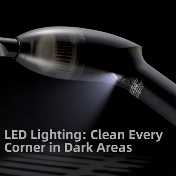 Bevielis rankinis dulkių siurblys biurui ir automobiliui – 64W, 3100–4000Pa siurbimo galia, USB įkrovimas, įrengta 2000–2500mAh baterija, apšvietimas