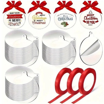 Акрилни коледни украси за DIY, мультяшен стил със панделка, 100 броя